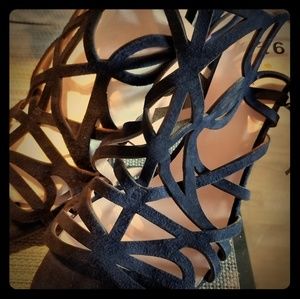 Kate spade chunky heel sandals in navy blue